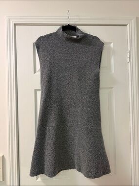 Zara Gray Sleeveless Mock Neck Knit Mini Dress